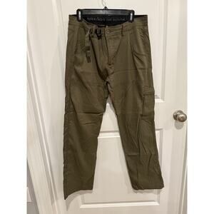 prana Men's Belted Stretch Hiking Convertible Olive Green Outdoor Pants 36x32